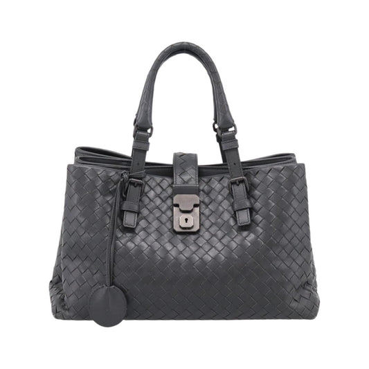 Bottega Veneta Roma Intrecciato Nappa, Gray, Leather, Handbag