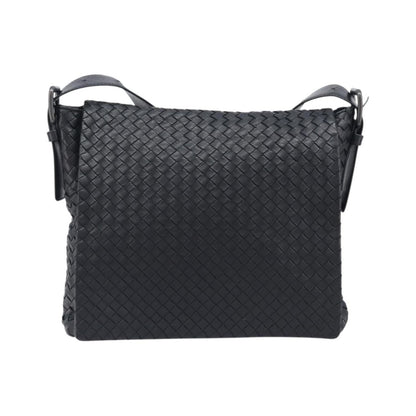 Bottega Veneta Square Flap Messenger Intrecciato Nappa, Black, Leather, Handbag
