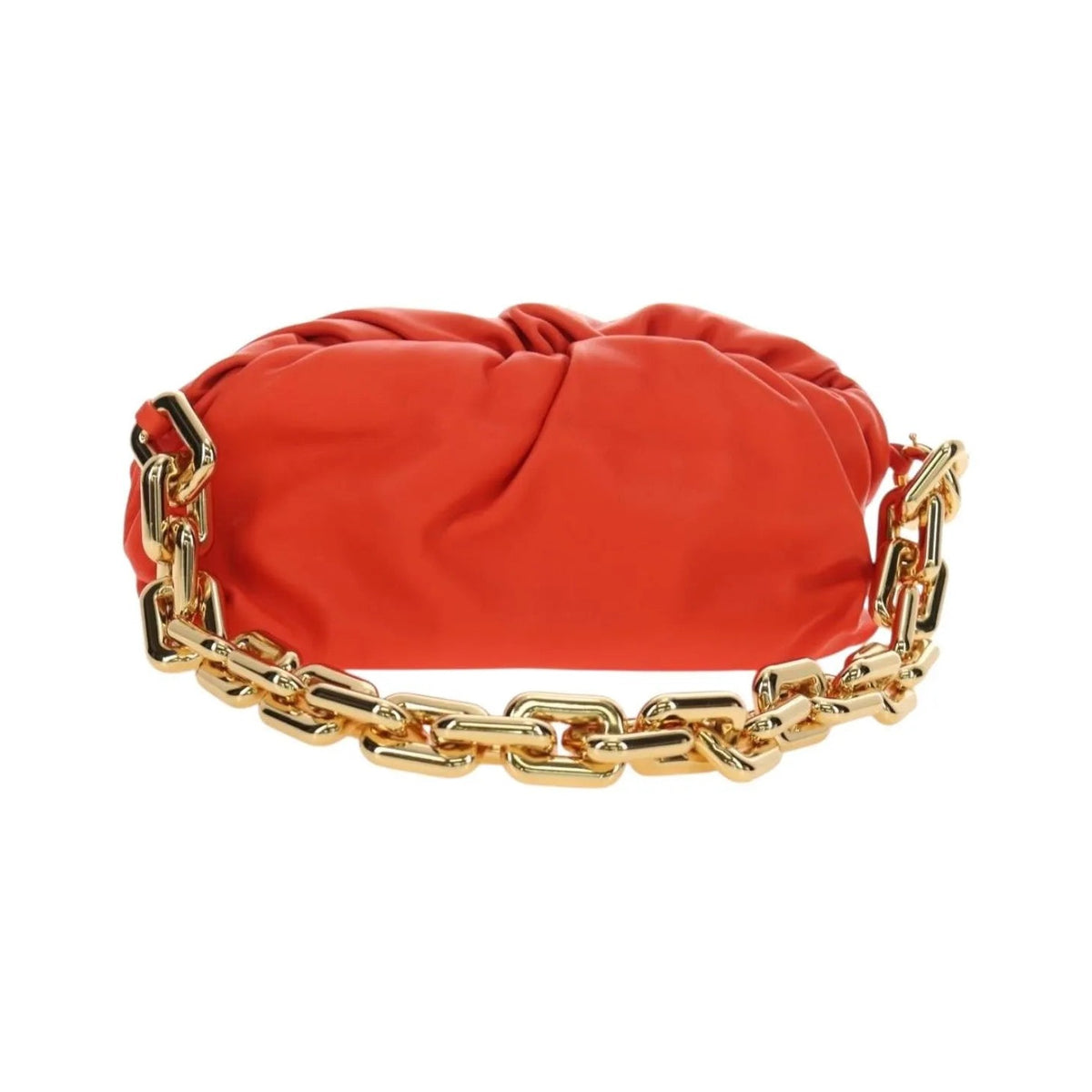 Bottega Veneta The Chain Leather, Orange, Leather, Shoulder Bag