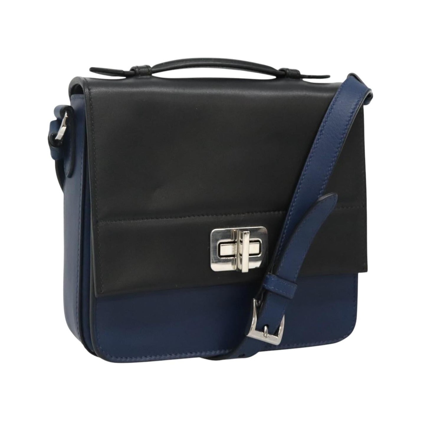 Bottega Veneta Turnlock Intrecciato Nappa, Black, Leather, Shoulder Bag