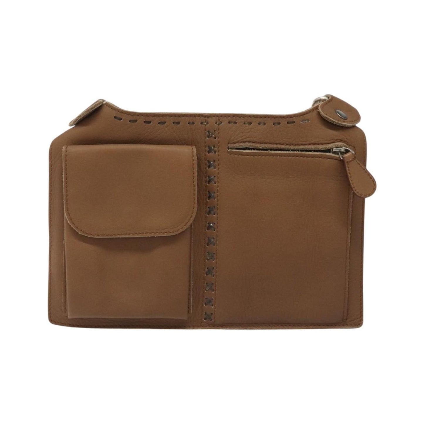 Bottega Veneta Vintage Front Pocket Waist Leather, Brown, Leather, Clutch