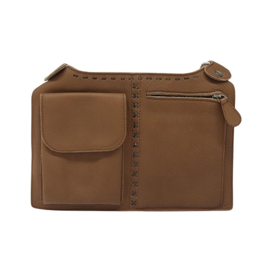 Bottega Veneta Vintage Front Pocket Waist Leather, Brown, Leather, Clutch