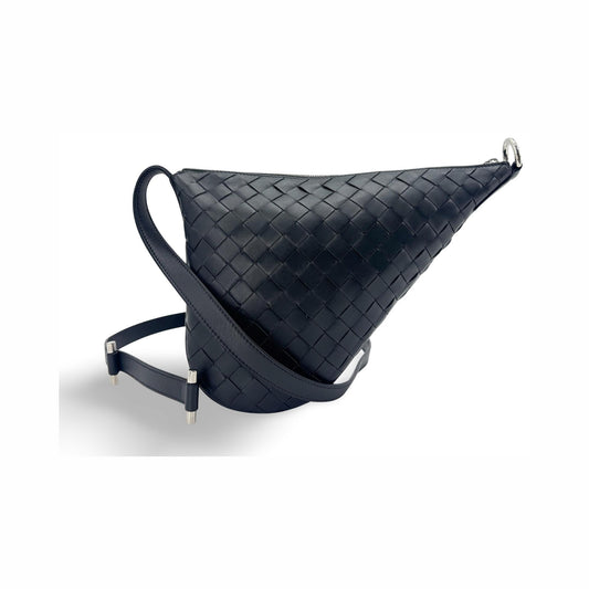Bottega Veneta Virgule Intrecciato Nappa, Black, Leather, Shoulder Bag