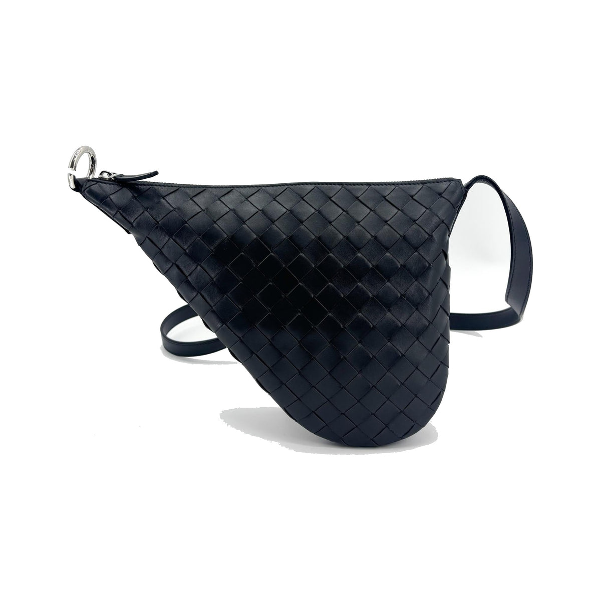 Bottega Veneta Virgule Intrecciato Nappa, Black, Leather, Shoulder Bag