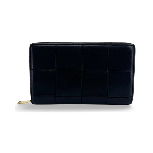 Bottega Veneta Zip Around Intrecciato Nappa, Black, Leather, Wallet