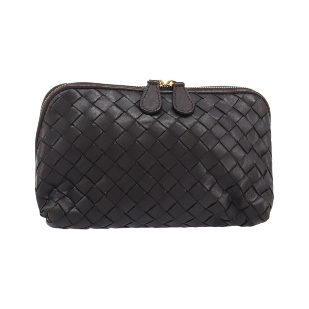 Bottega Veneta Zip Clutch Leather, Brown, Leather, Clutch