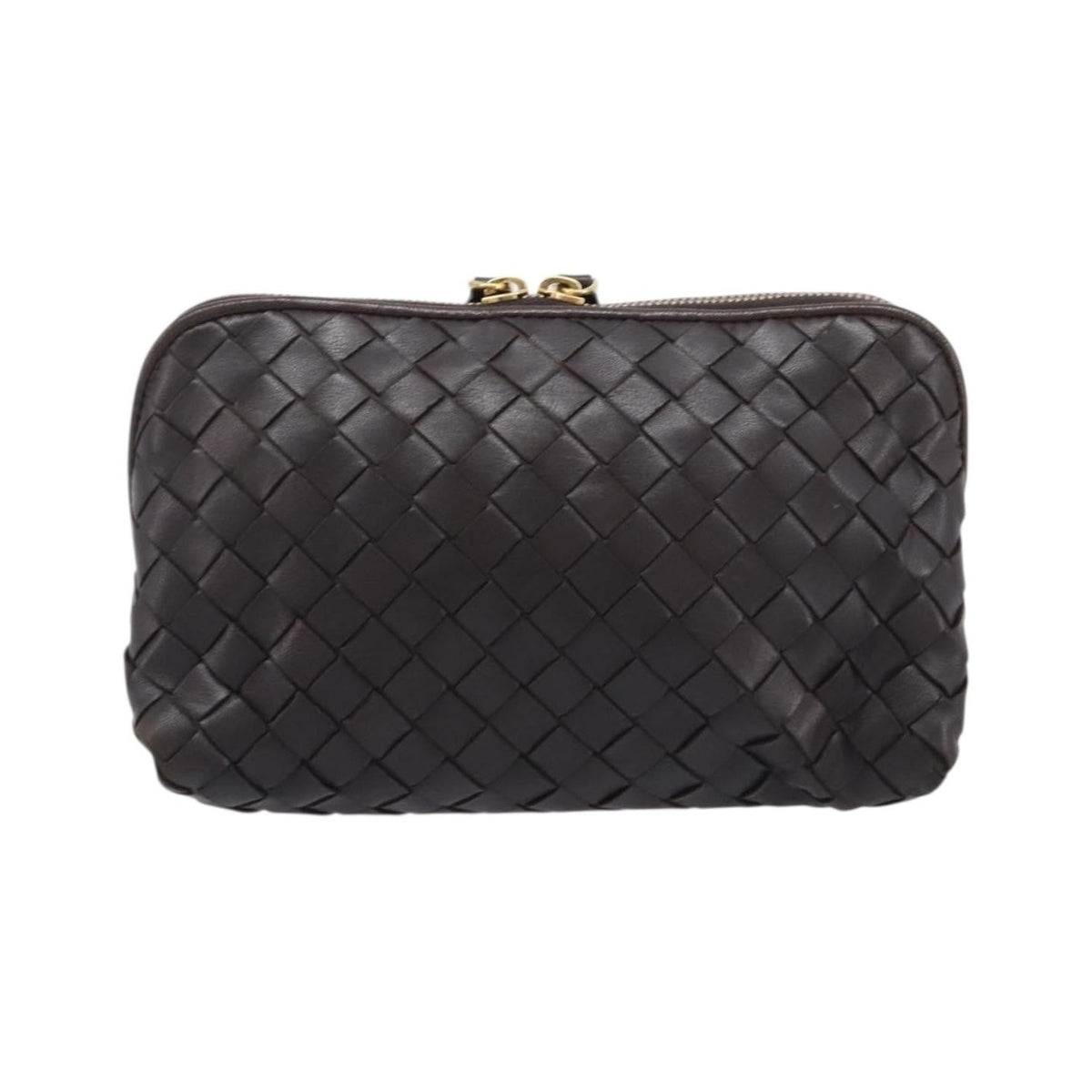 Bottega Veneta Zip Clutch Leather, Brown, Leather, Clutch