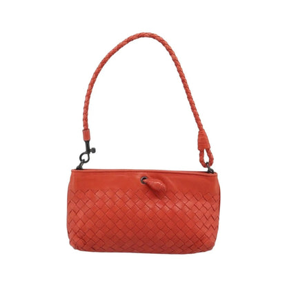 Bottega Veneta Zip Clutch Leather with Intrecciato Snakeskin Detail, Red, Leather, Clutch