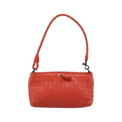 Bottega Veneta Zip Clutch Leather with Intrecciato Snakeskin Detail, Red, Leather, Clutch