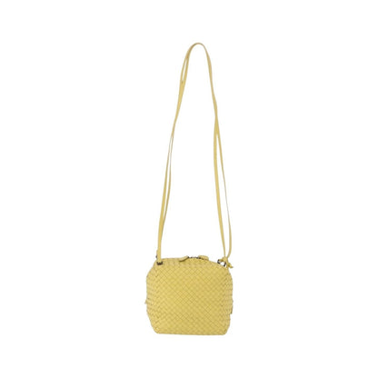 Bottega Veneta Zip Cube Messenger Intrecciato Nappa, Yellow, Leather, Shoulder Bag