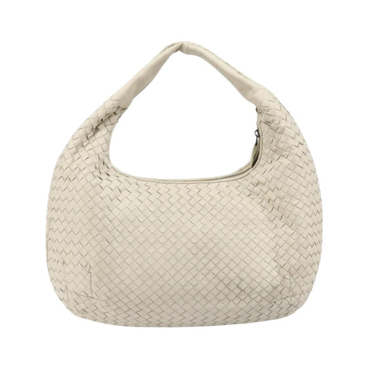 Bottega Veneta Zip Hobo Intrecciato, White, Leather, Handbag