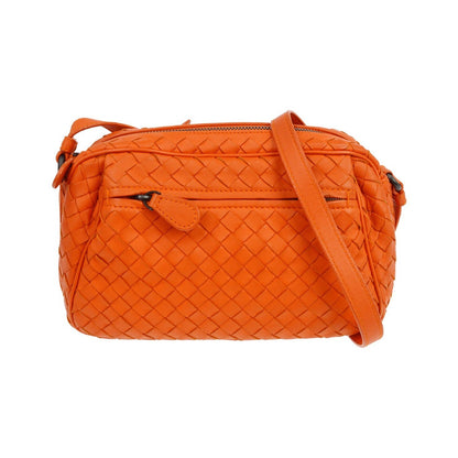 Bottega Veneta Zip Intrecciato Nappa, Orange, Leather, Crossbody Bag