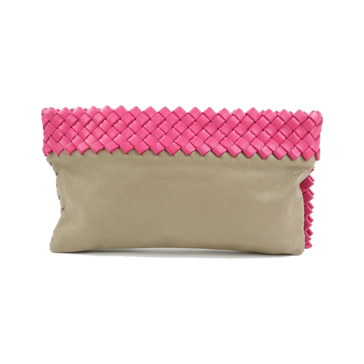 Bottega Veneta Zip Pouch Clutch Intrecciato Nappa, Beige, Leather, Clutch
