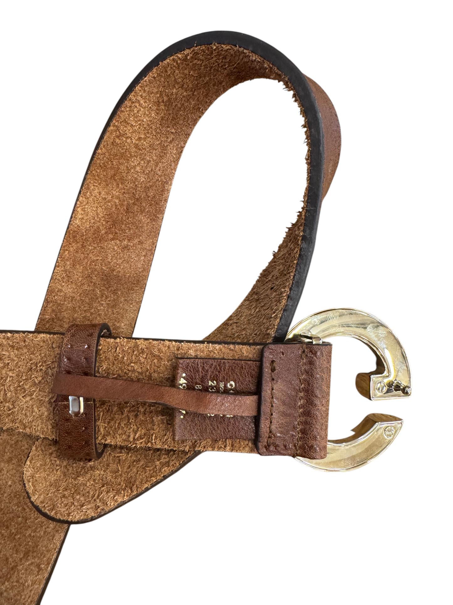 Brandsamsara Gucci belt in brown calfskin leather featuring an oversized gold-tone capital G monogram buckle