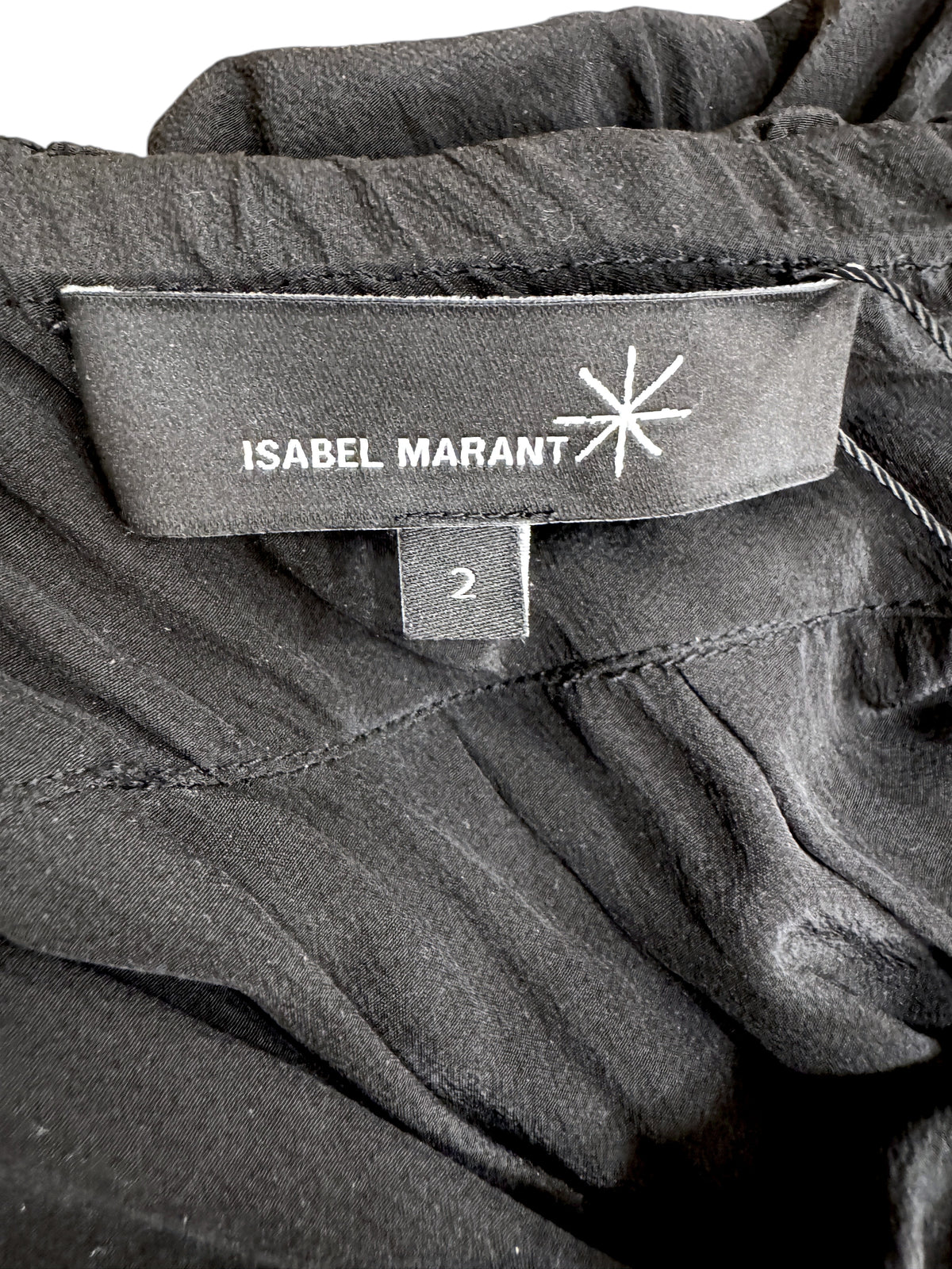 Brandsamsara Isabel Marant black silk dress label showing size 2