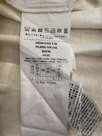 Brandsamsara Max Mara Weekend white cotton top care label with washing instructions and size large details