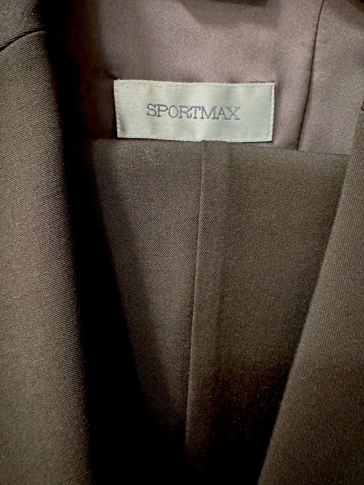 Brandsamsara Sportmax brown viscose blend suit jacket with long sleeves and interior brand label detail