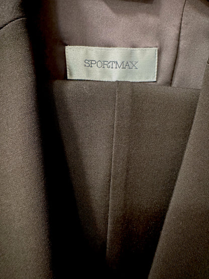 Brandsamsara Sportmax brown viscose blend suit jacket with long sleeves and interior brand label detail