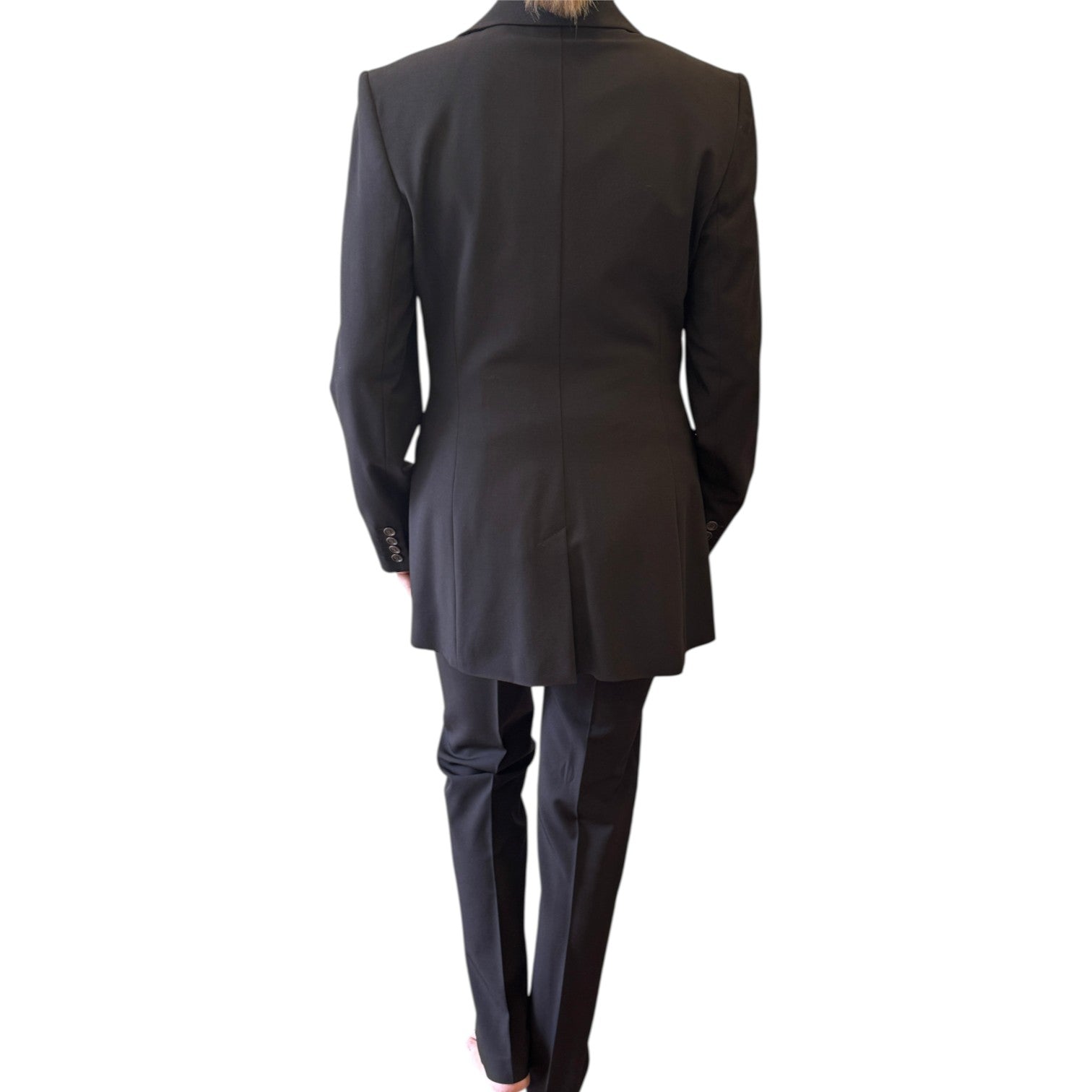 Back view of a Brandsamsara Sportmax brown viscose blend suit with long sleeves and tailored fit