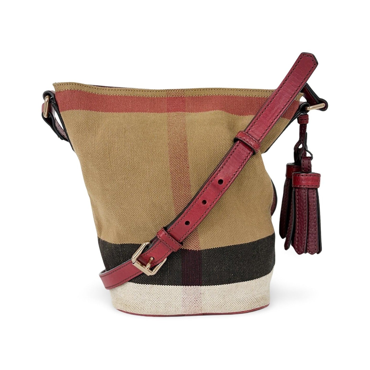 Burberry Ashby House Check Canvas, Beige, Canvas, Handbag