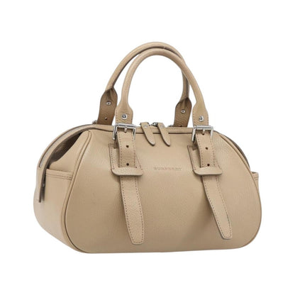 Burberry Belted Boston Leather, Beige, Leather, Handbag