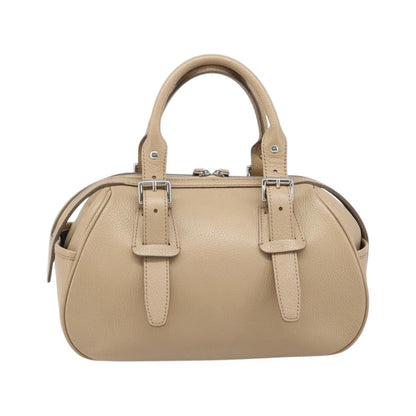 Burberry Belted Boston Leather, Beige, Leather, Handbag