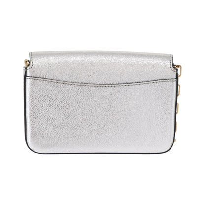 Burberry D-Ring Chain Leather, Silver, Leather, Shoulder Bag