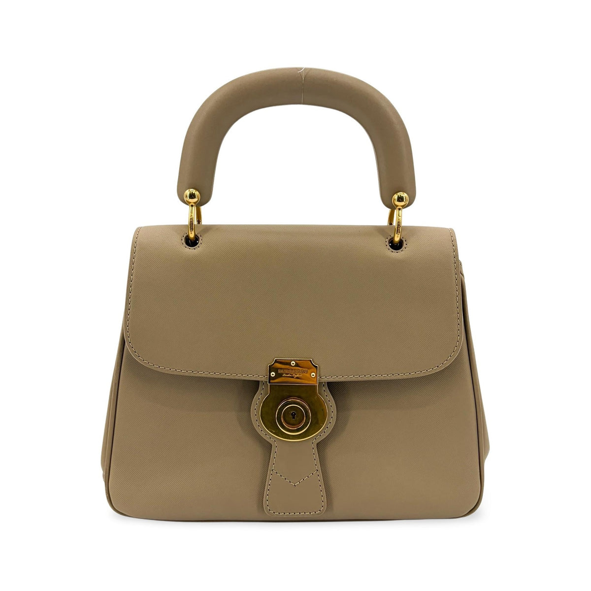 Burberry DK88 Top Handle Leather, Beige, Leather, Handbag