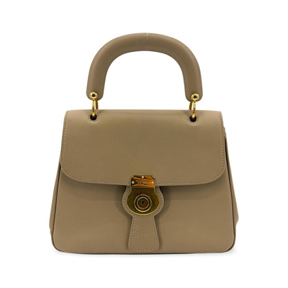 Burberry DK88 Top Handle Leather, Beige, Leather, Handbag