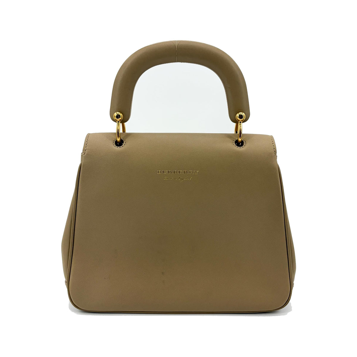 Burberry DK88 Top Handle Leather, Beige, Leather, Handbag