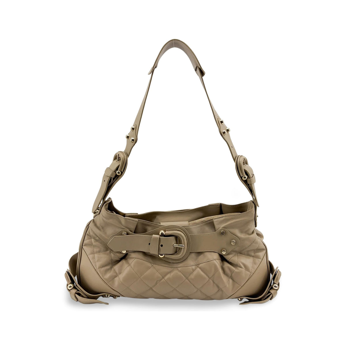 Burberry Enmore Quilted Leather, Beige, Leather, Shoulder Bag