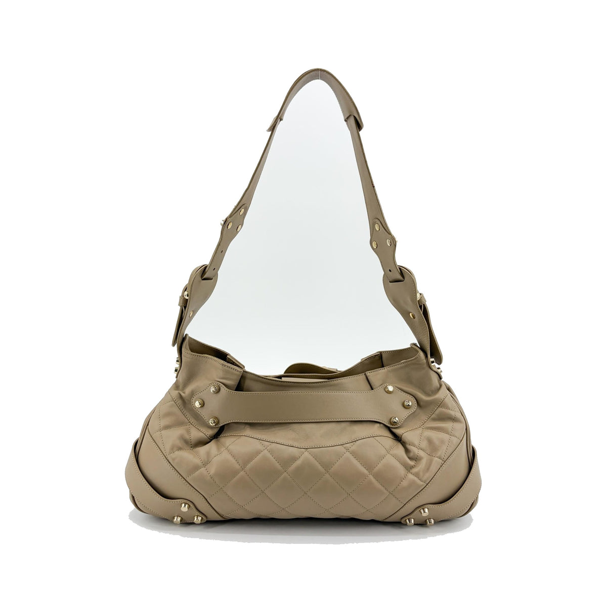 Burberry Enmore Quilted Leather, Beige, Leather, Shoulder Bag