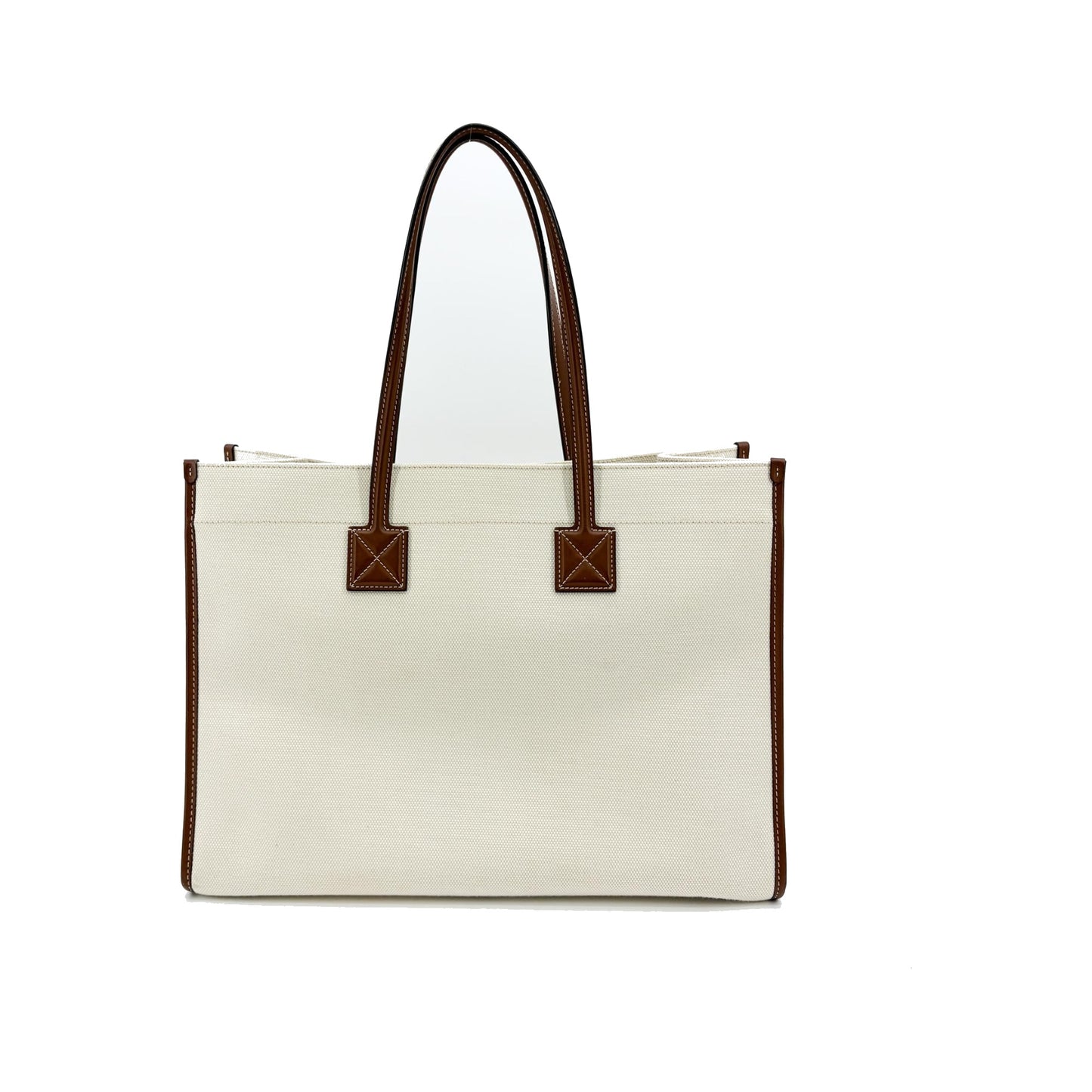 Burberry Freya Shopping Canvas with Leather, Beige, Canvas, Tote Bag