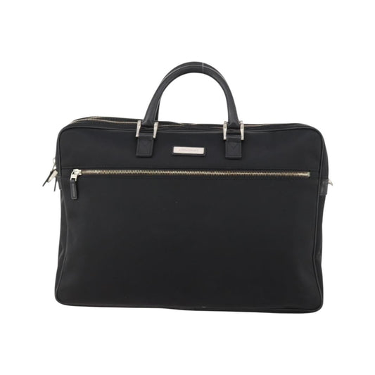 Burberry Front Zip Pocket Convertible Leather, Black, Nylon, Briefcase