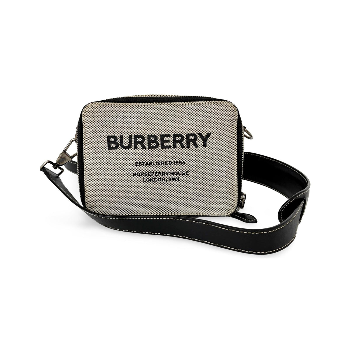 Burberry Horseferry Bum Printed Canvas, Black, Canvas, Crossbody Bag