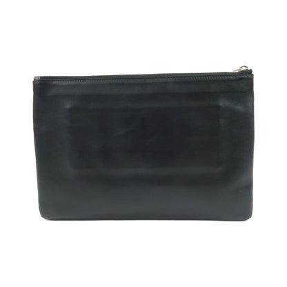 Burberry Logo Zip Printed Leather, Black, Leather, Clutch