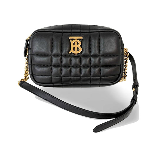 Burberry Lola Camera Quilted Leather, Black, Leather, Handbag