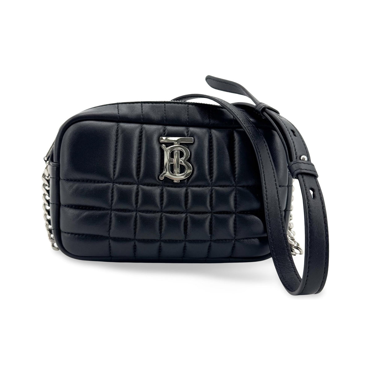 Burberry Lola Camera Quilted Leather, Black, Leather, Shoulder Bag