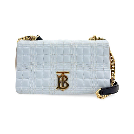 Burberry Lola Camera Quilted Leather, Blue, Leather, Handbag