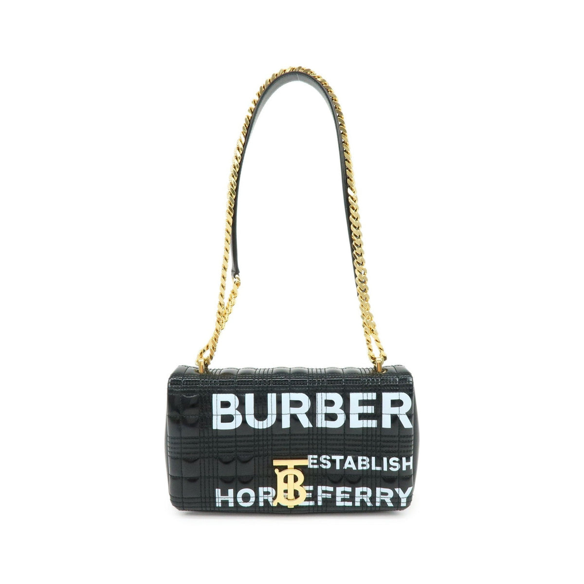 Burberry Lola Clutch on Chain Quilted Leather, Black, Leather, Clutch