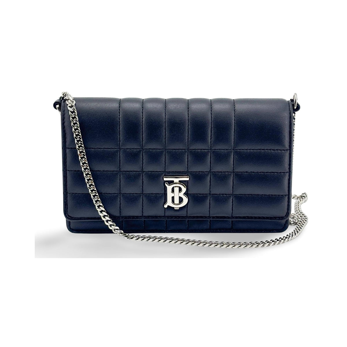 Burberry Lola Quilted Lambskin, Navy, Leather, Shoulder Bag