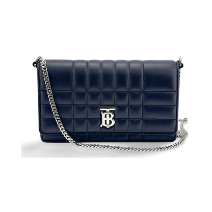 Burberry Lola Quilted Lambskin, Navy, Leather, Shoulder Bag