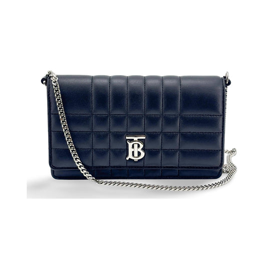Burberry Lola Quilted Lambskin, Navy, Leather, Shoulder Bag