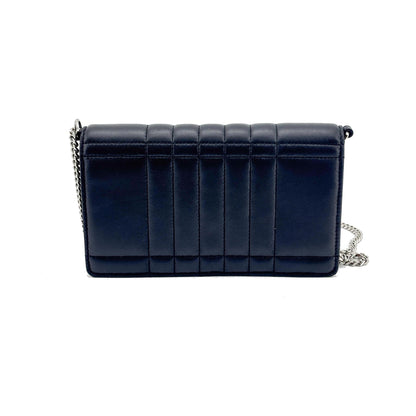 Burberry Lola Quilted Lambskin, Navy, Leather, Shoulder Bag