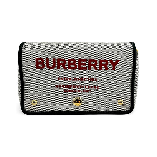 Burberry Note Canvas with Leather, Black, Canvas, Crossbody Bag