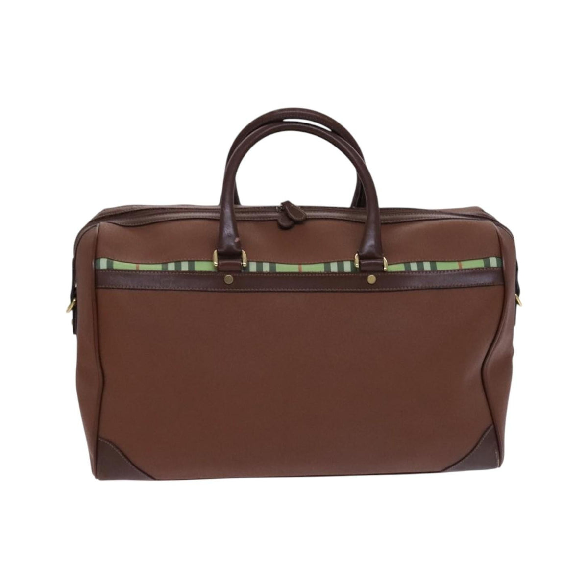Burberry Nova check boston Canvas, Brown, Leather, Handbag