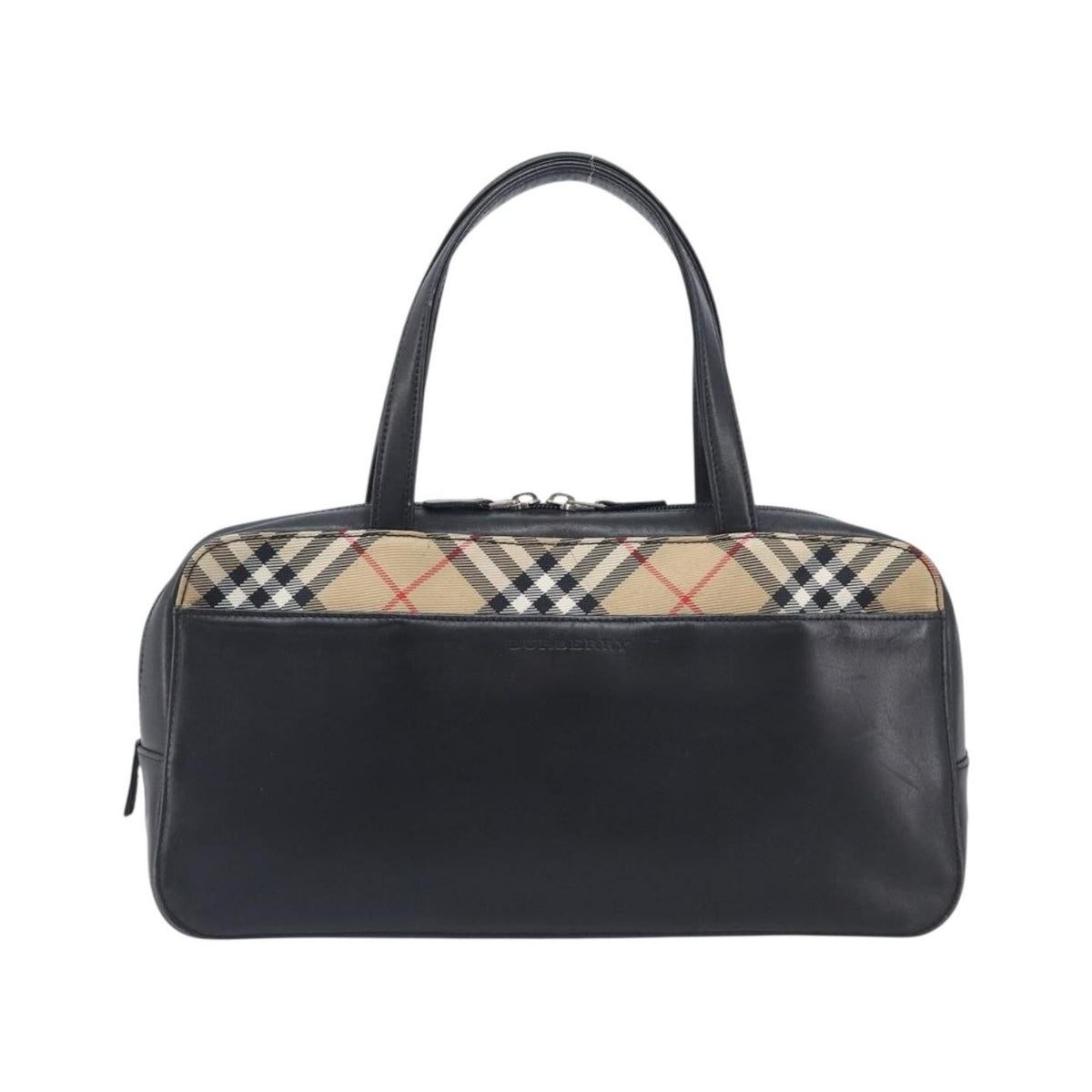 Burberry Nova Check Leather and Nylon, Black, Leather, Handbag