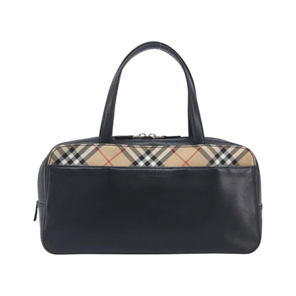 Burberry Nova Check Leather and Nylon, Black, Leather, Handbag
