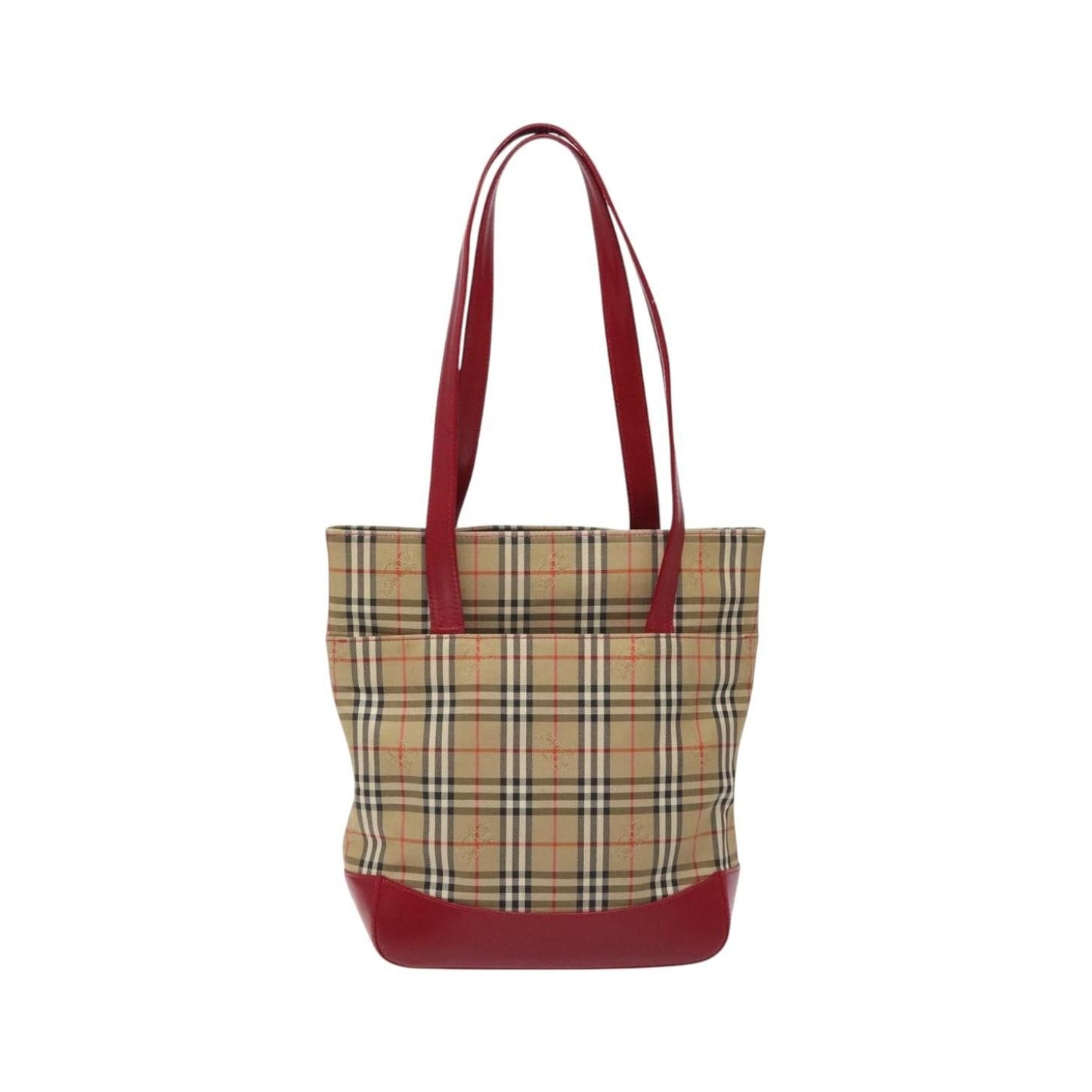 Burberry Nova Check Tote Canvas and Leather, Red, Canvas, Tote Bag