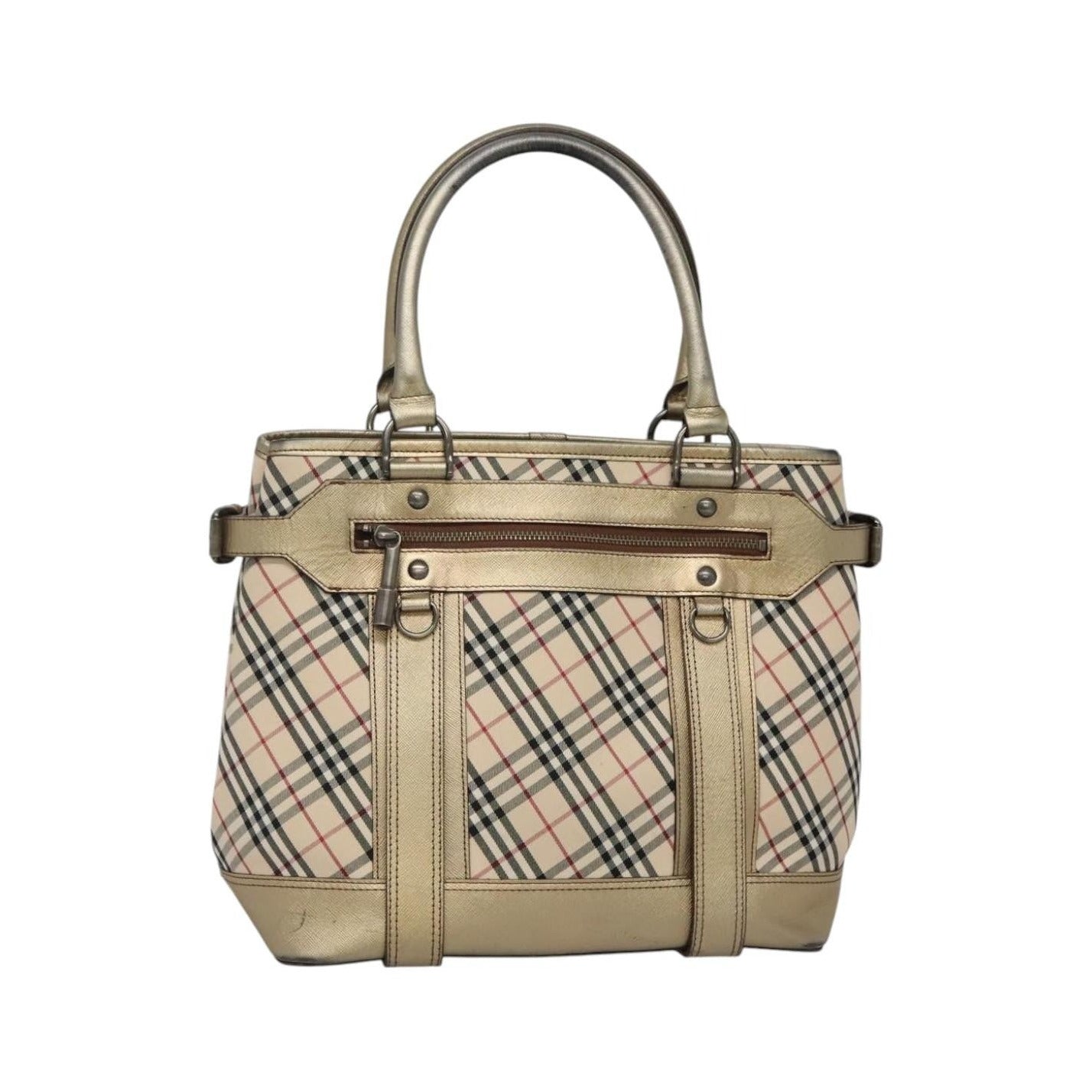 Burberry Nova Check Tote Canvas and Leather, Beige, Canvas, Tote Bag
